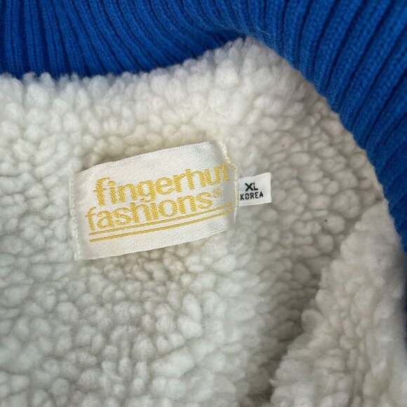 Vintage 70's Fingerhut Fashions Snow Flakes Blue & White Nordic Winter Jacket XL - Picture 4 of 9